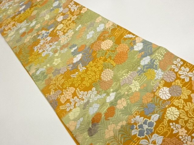 JAPANESE FUKURO OBI / KARA-ORI / WOVEN FLORAL PLANTS